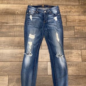 7 for all mankind ripped skinny jeans